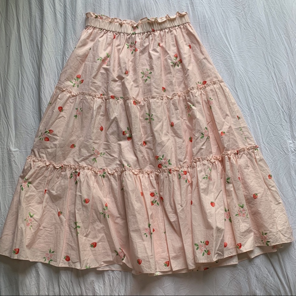 Rachel Parcell Strawberry Print Tiered Skirt